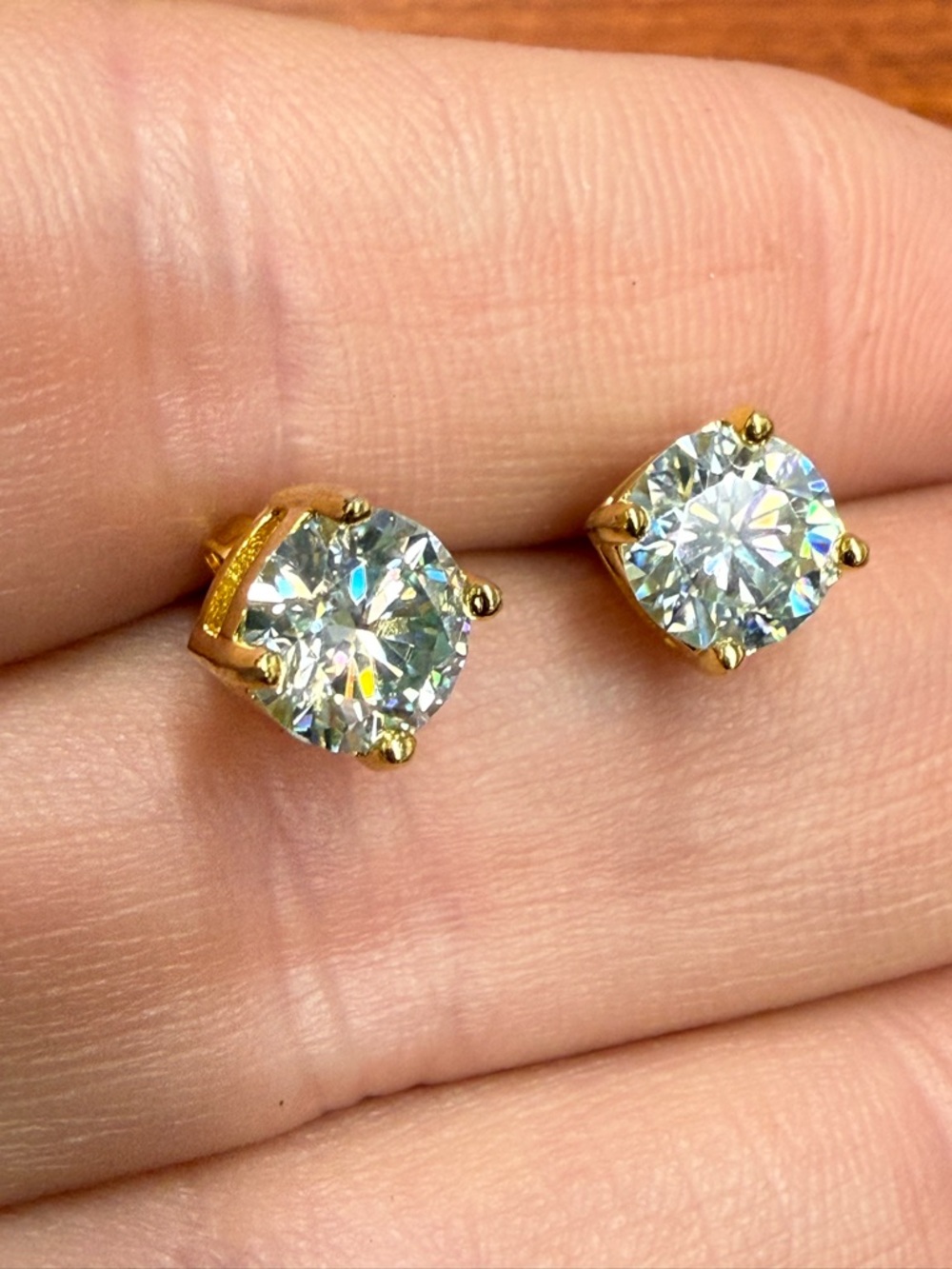 Blue Moissanite 2.4ct Round Stud Earrings - Classic Sparkle - Picture 3 of 6